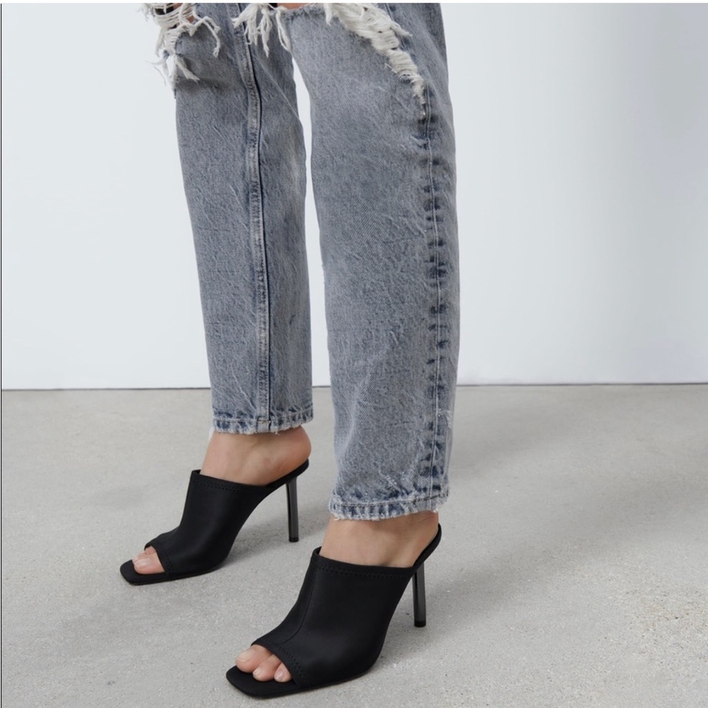 New! Zara Neoprene heeled mules sandals size 37